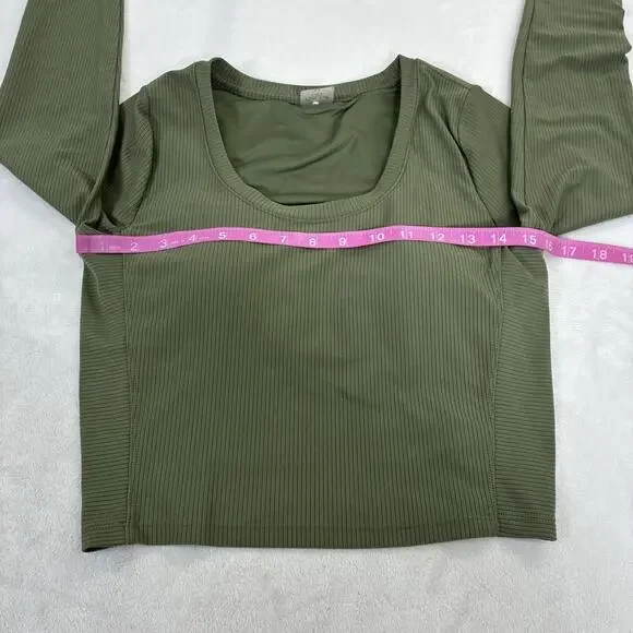 Calia by Carrie Underwood Women’s Green Ribbed Athletic Top Sz Med Long Sleeve - Picture 5 of 11